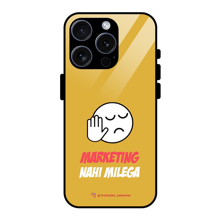 Marketing Nahi Milega Mustard Yellow Glass Back Case for iPhone 15 Pro