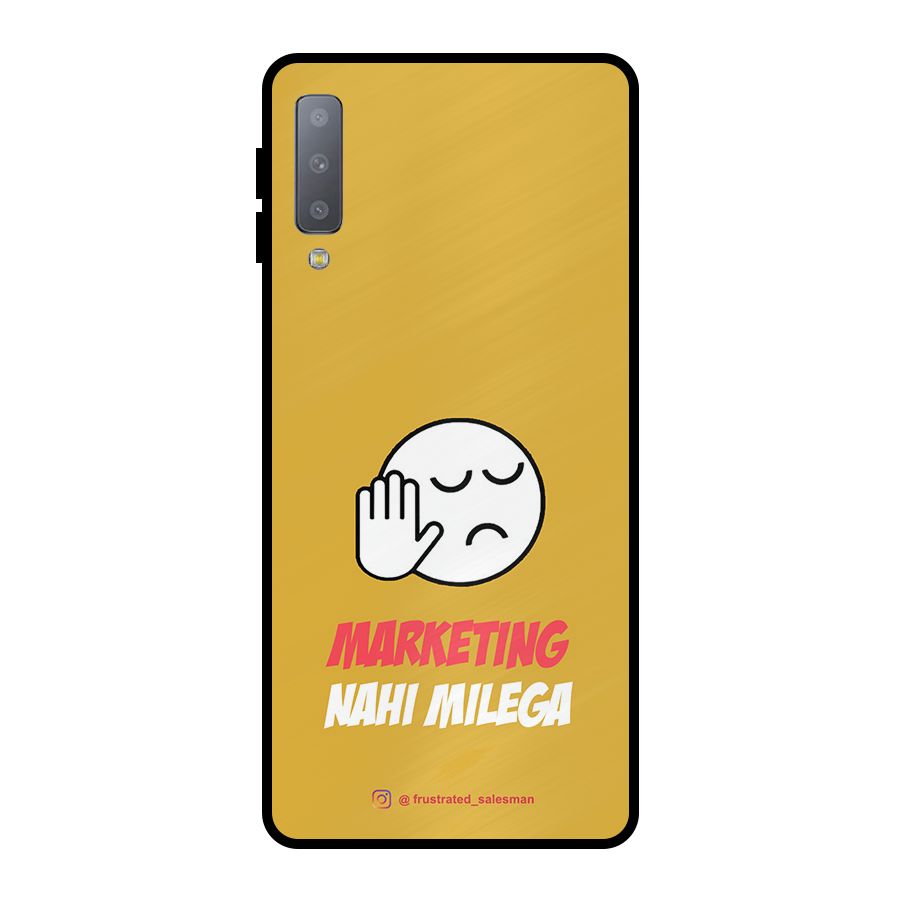 Marketing Nahi Milega Mustard Yellow Metal Back Case for Galaxy A7 (2018)