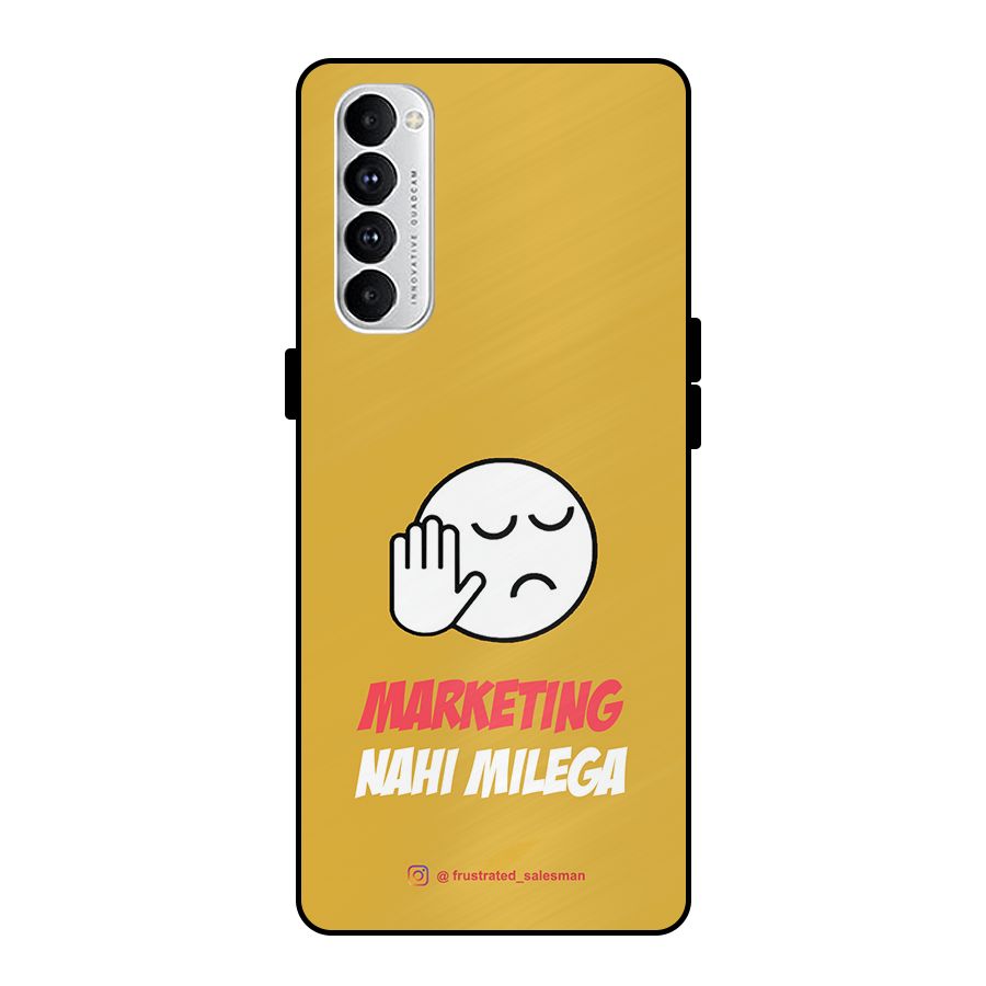Marketing Nahi Milega Mustard Yellow Metal Back Case for Oppo Reno4 Pro