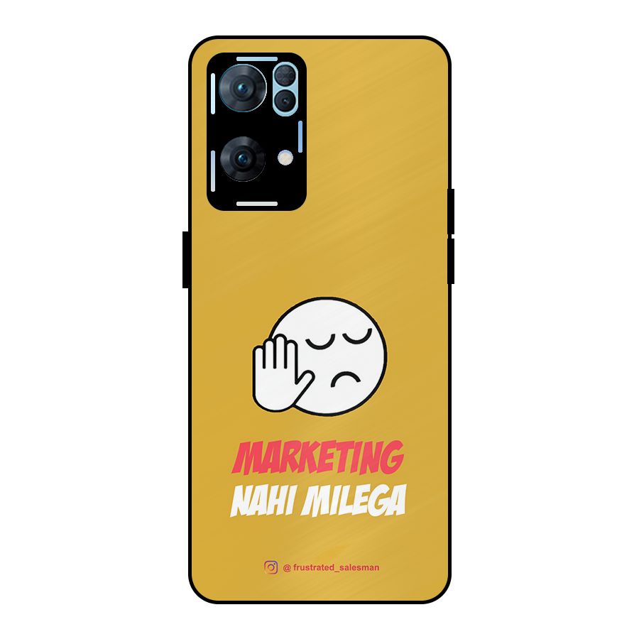 Marketing Nahi Milega Mustard Yellow Metal Back Case for Oppo Reno7 Pro 5G