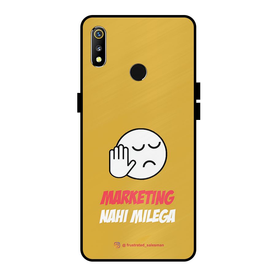 Marketing Nahi Milega Mustard Yellow Metal Back Case for Realme 3i