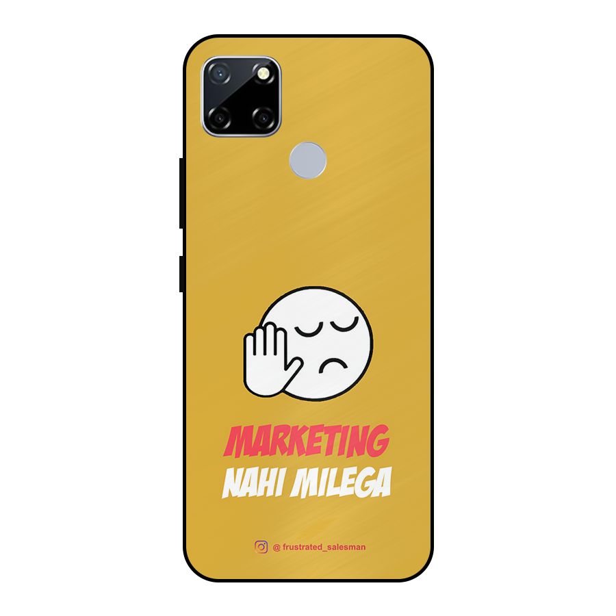 Marketing Nahi Milega Mustard Yellow Metal Back Case for Realme Narzo 30A