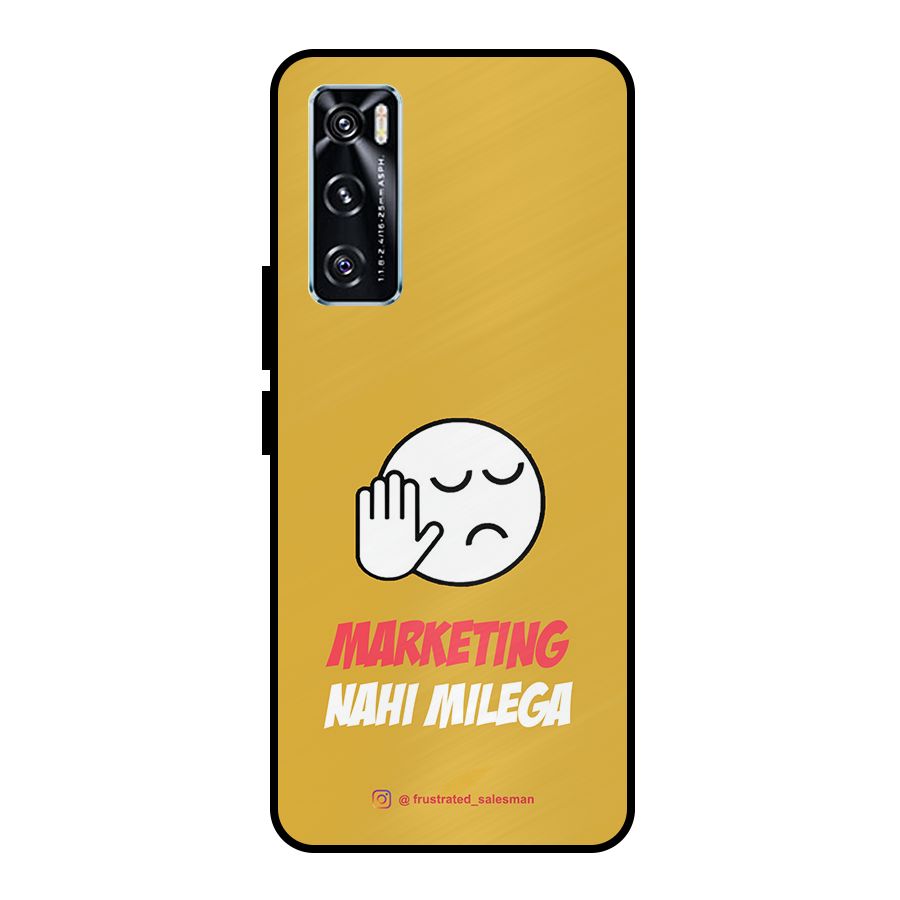 Marketing Nahi Milega Mustard Yellow Metal Back Case for Vivo V20 SE