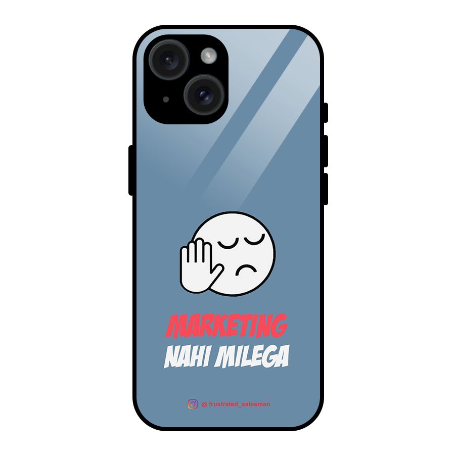 Marketing Nahi Milega SteelBlue Glass Back Case for iPhone 15