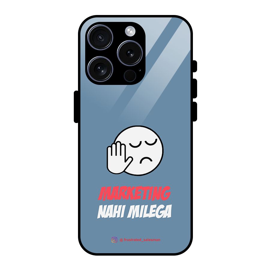 Marketing Nahi Milega SteelBlue Glass Back Case for iPhone 15 Pro