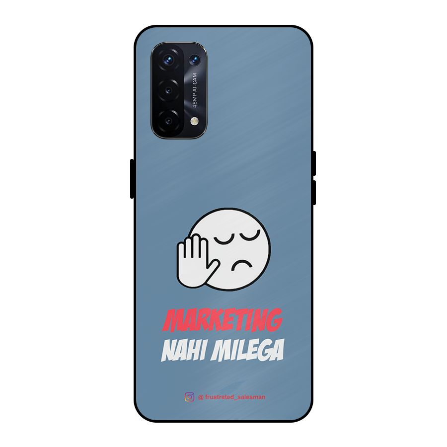 Marketing Nahi Milega SteelBlue Metal Back Case for Oppo A74 5G