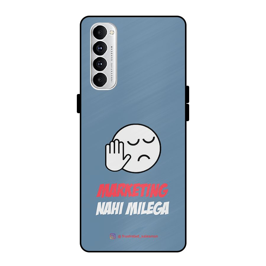 Marketing Nahi Milega SteelBlue Metal Back Case for Oppo Reno4 Pro