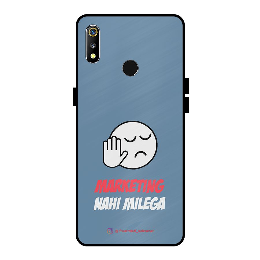 Marketing Nahi Milega SteelBlue Metal Back Case for Realme 3