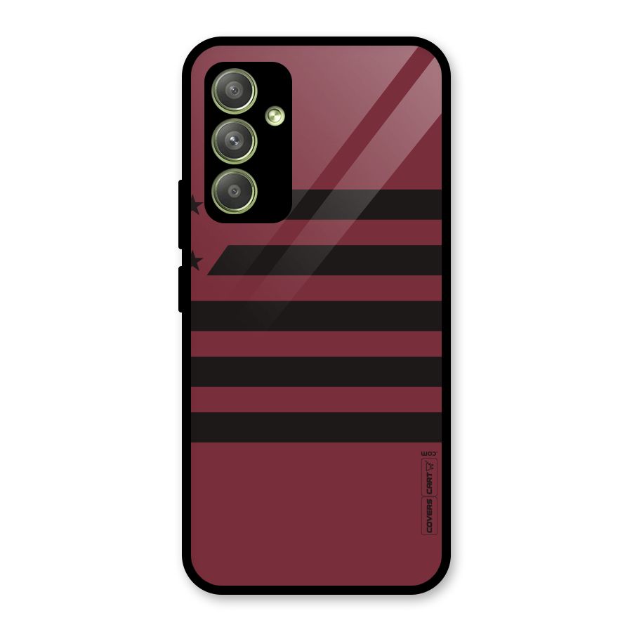 Maroon Star Striped Glass Back Case for Galaxy A54