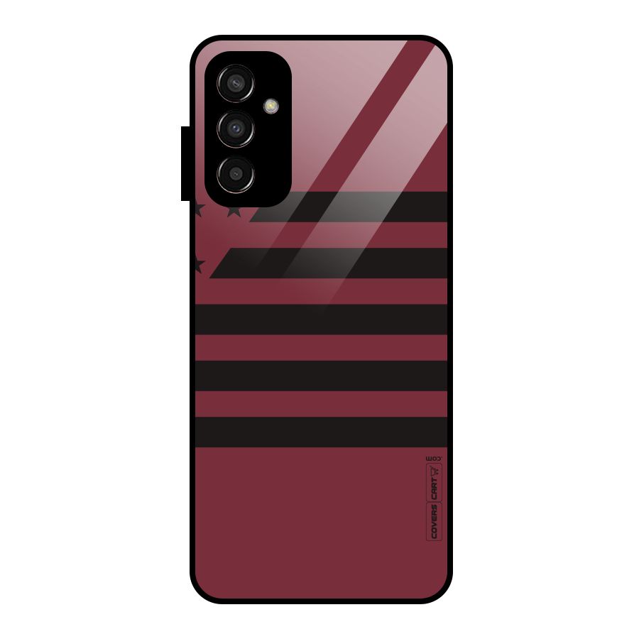 Maroon Star Striped Glass Back Case for Galaxy F13