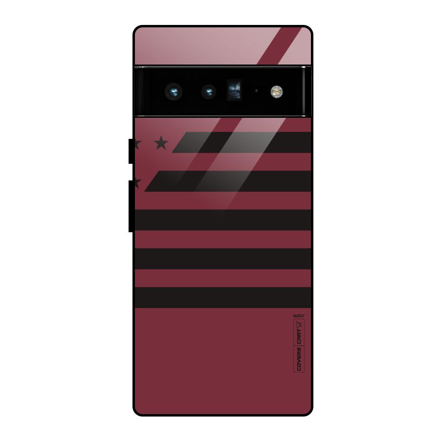 Maroon Star Striped Glass Back Case for Google Pixel 6 Pro