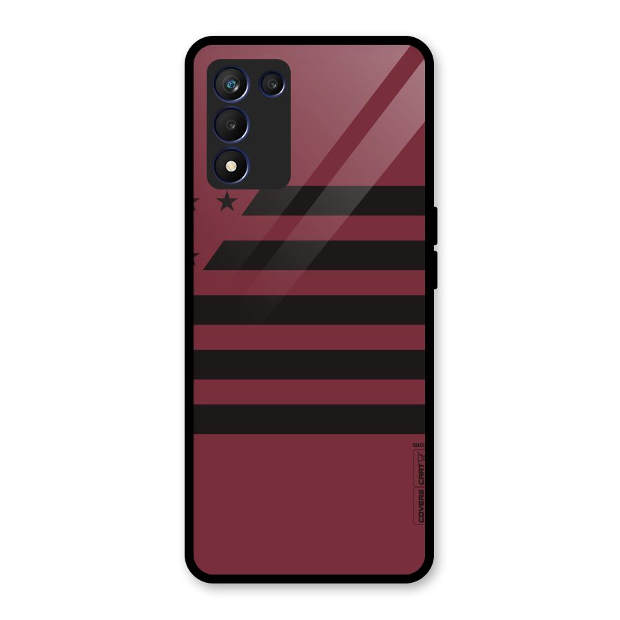 Maroon Star Striped Glass Back Case for Realme 9 5G Speed