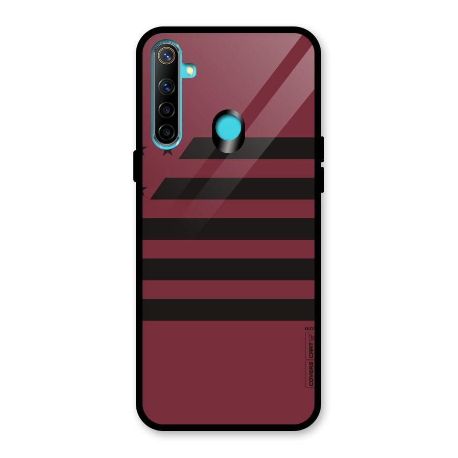 Maroon Star Striped Glass Back Case for Realme Narzo 10