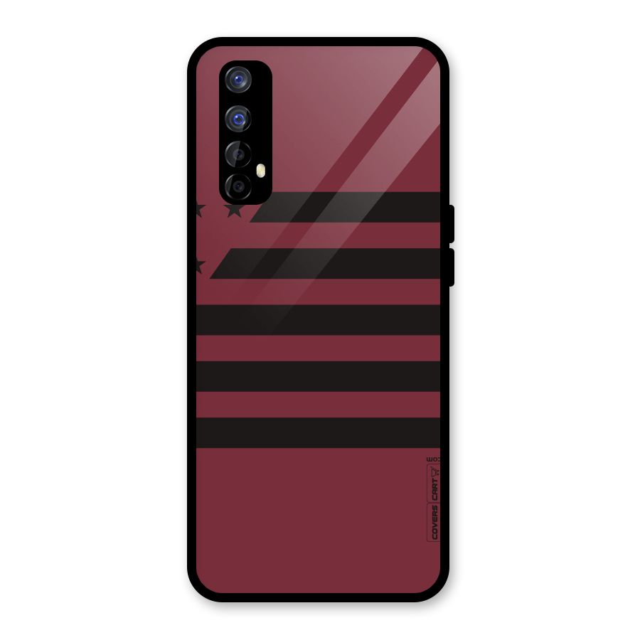 Maroon Star Striped Glass Back Case for Realme Narzo 20 Pro