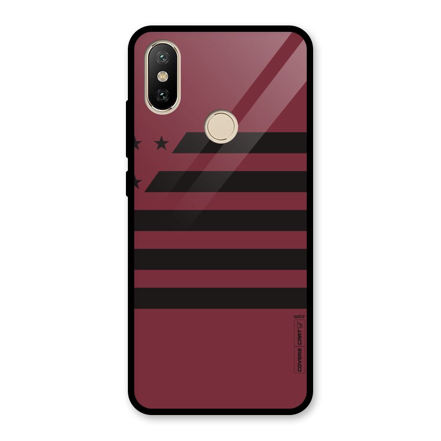 Maroon Star Striped Glass Back Case for Redmi A2