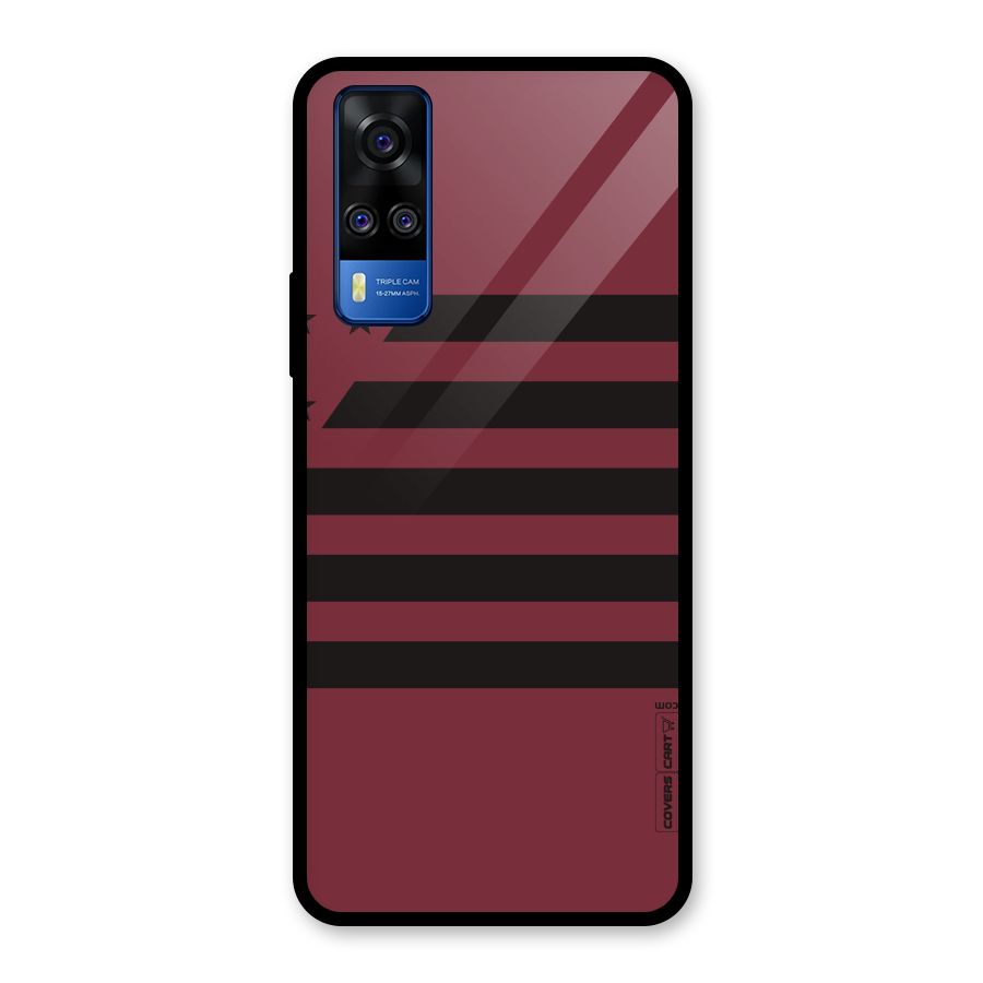 Maroon Star Striped Glass Back Case for Vivo Y31