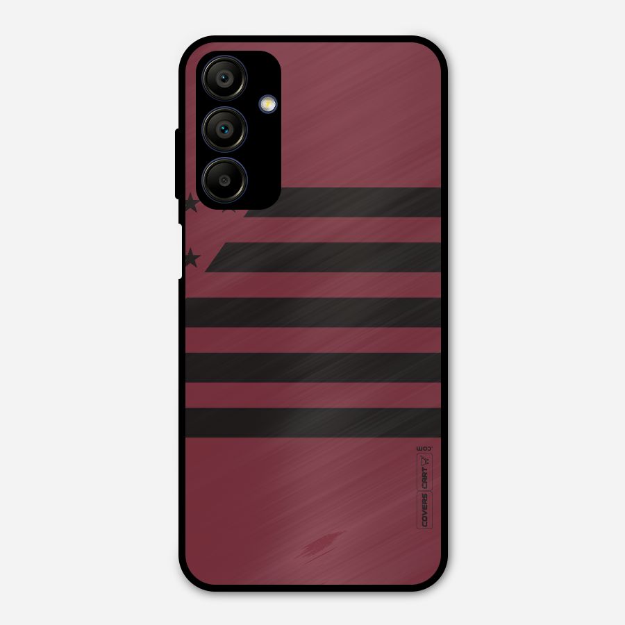 Maroon Star Striped Metal Back Case for Galaxy A15 5G
