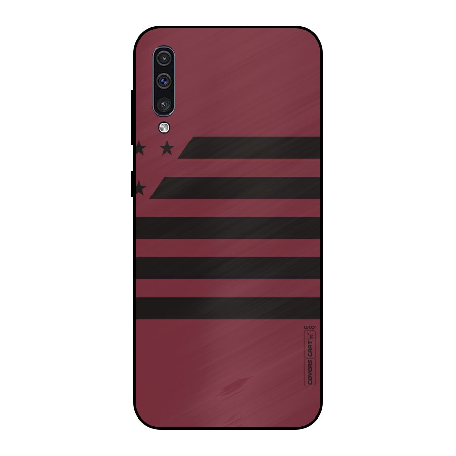 Maroon Star Striped Metal Back Case for Galaxy A30s