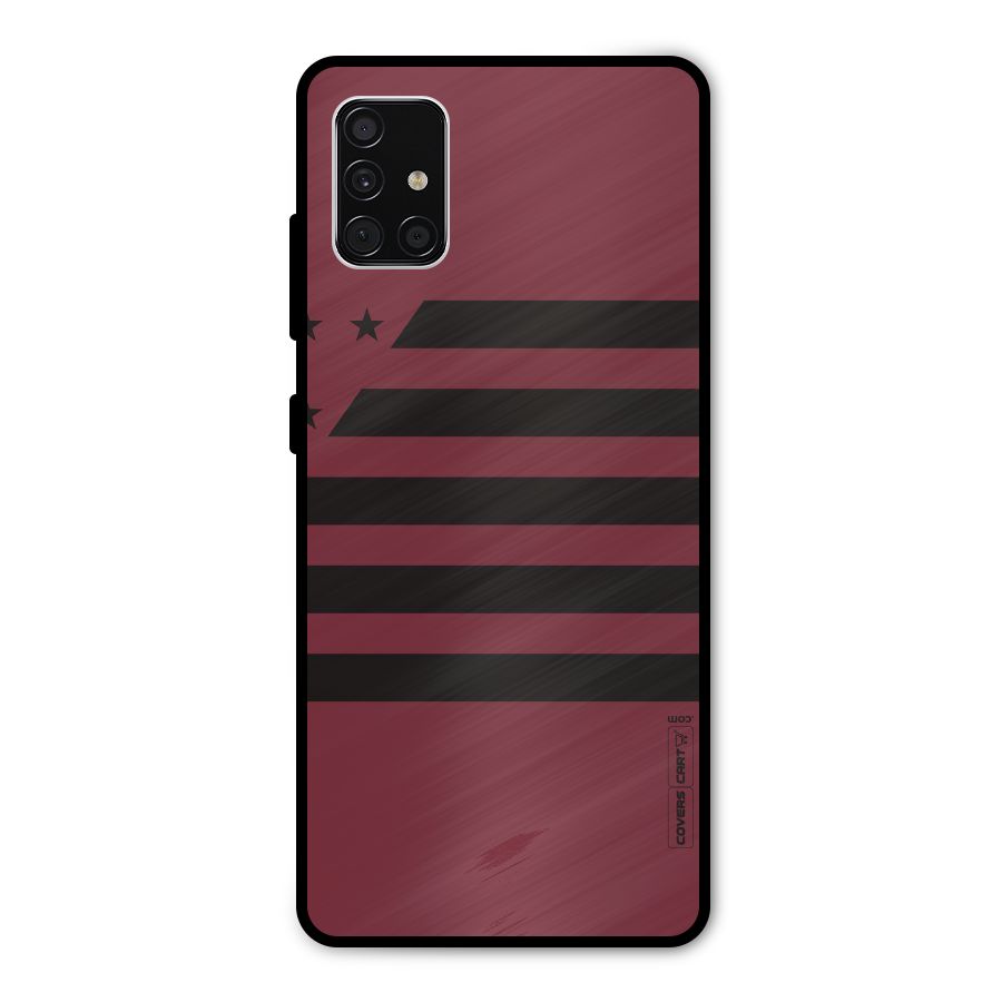 Maroon Star Striped Metal Back Case for Galaxy A51