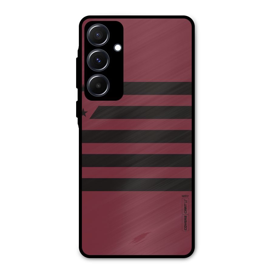 Maroon Star Striped Metal Back Case for Galaxy A55