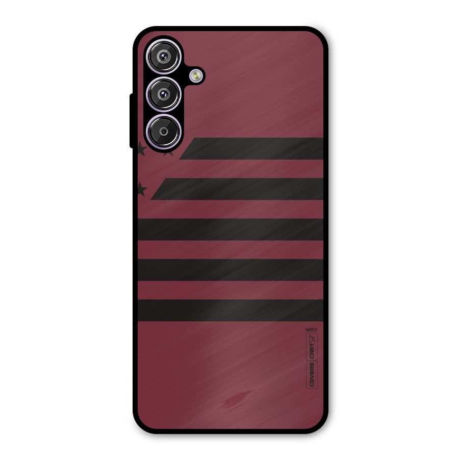 Maroon Star Striped Metal Back Case for Galaxy M15
