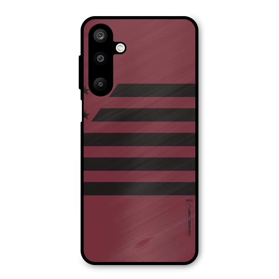 Maroon Star Striped Metal Back Case for Galaxy M16