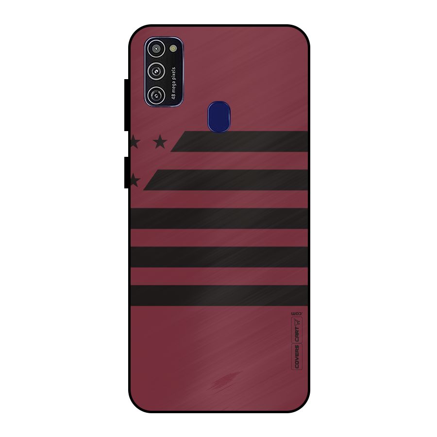 Maroon Star Striped Metal Back Case for Galaxy M30s