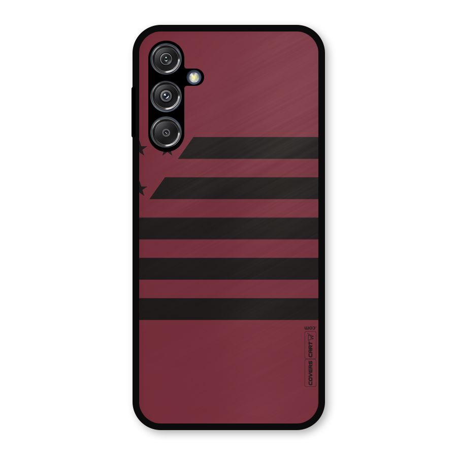 Maroon Star Striped Metal Back Case for Galaxy M34 5G