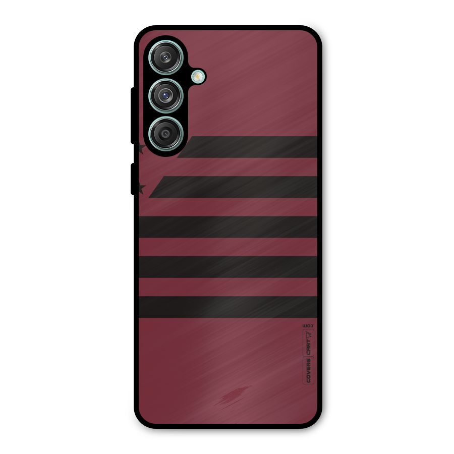Maroon Star Striped Metal Back Case for Galaxy M55 5G
