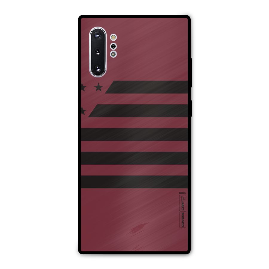 Maroon Star Striped Metal Back Case for Galaxy Note 10 Plus