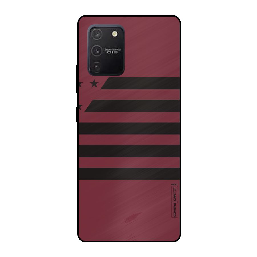 Maroon Star Striped Metal Back Case for Galaxy S10 Lite