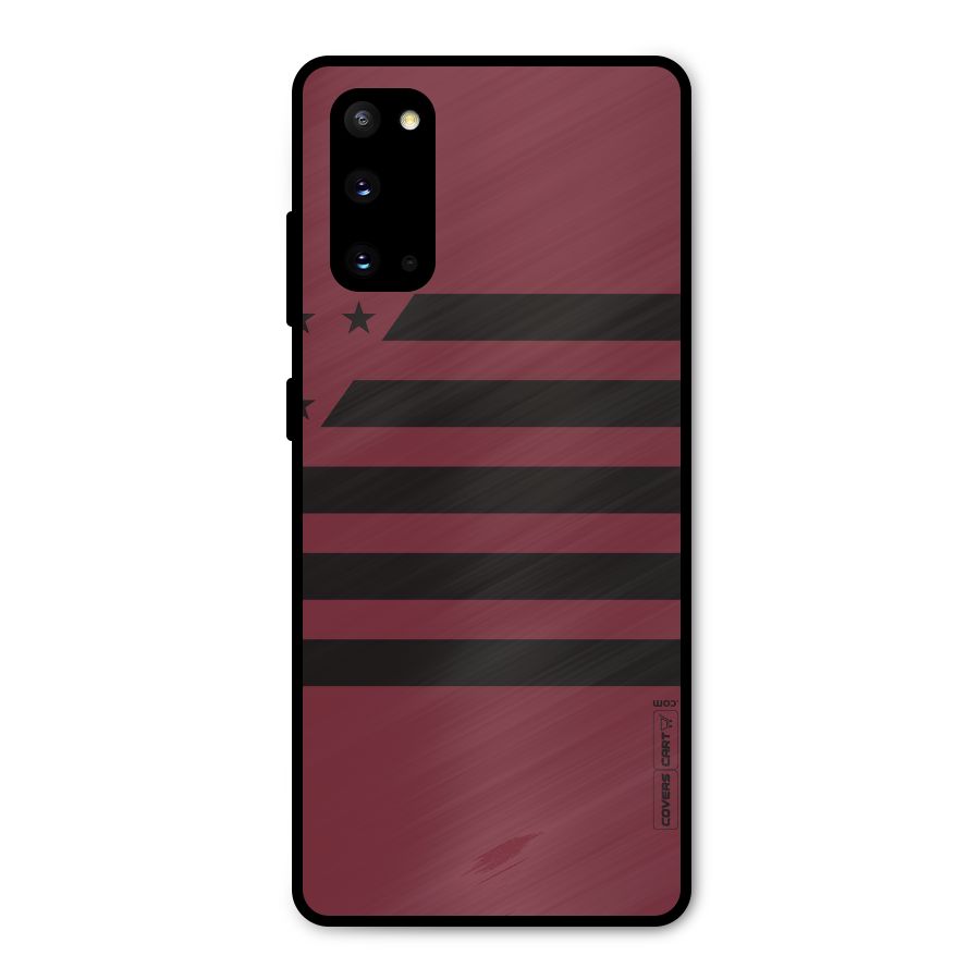 Maroon Star Striped Metal Back Case for Galaxy S20