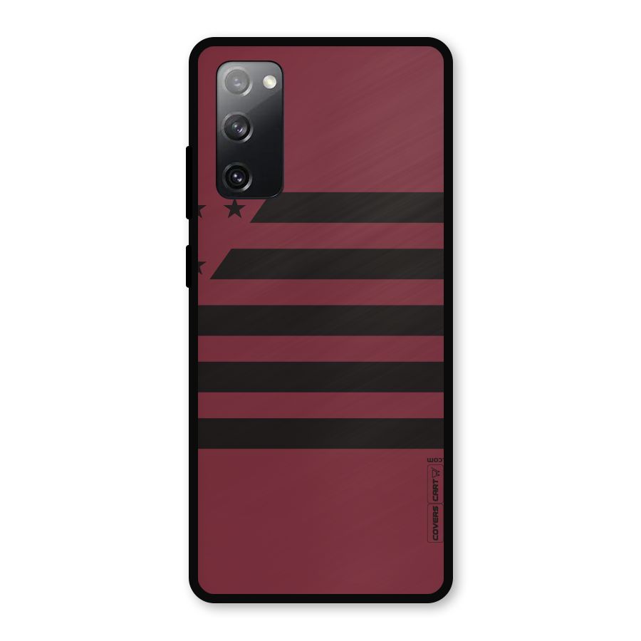 Maroon Star Striped Metal Back Case for Galaxy S20 FE