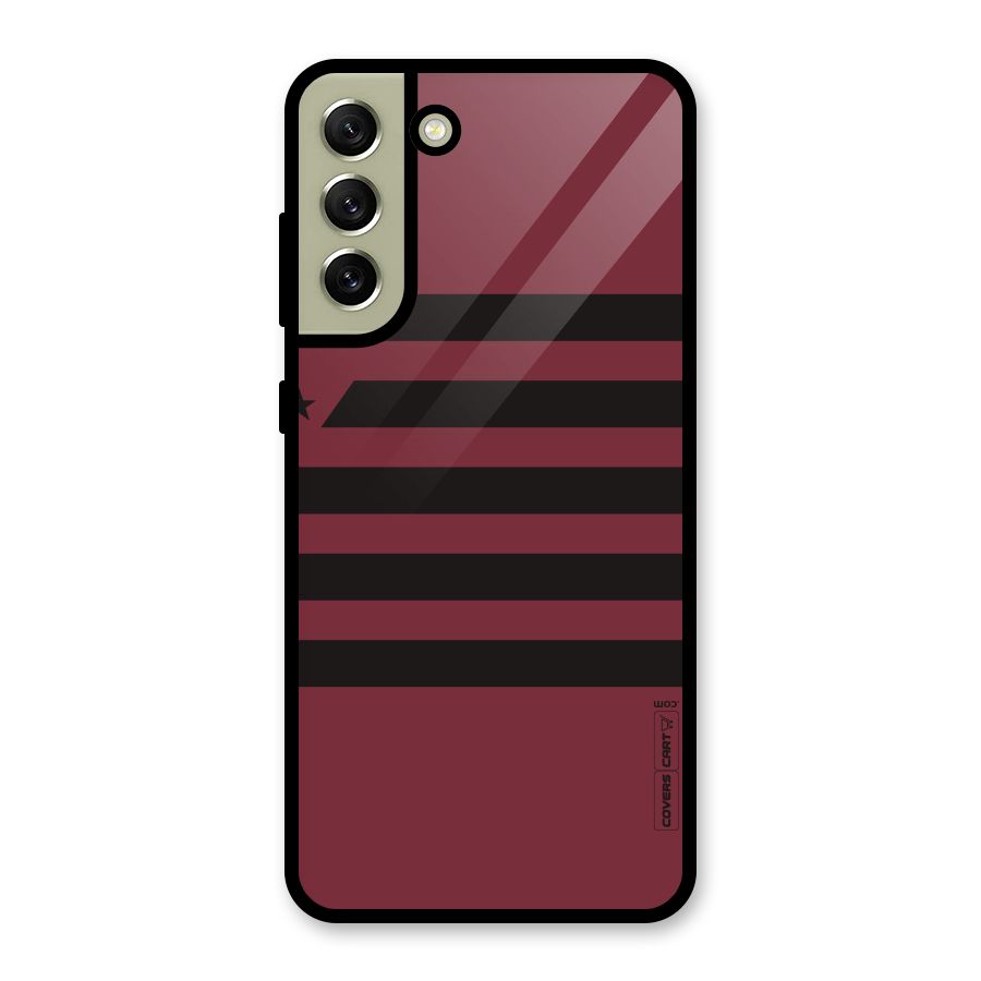 Maroon Star Striped Metal Back Case for Galaxy S21 FE 5G (2023)