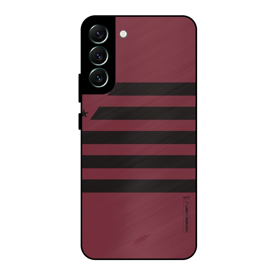 Maroon Star Striped Metal Back Case for Galaxy S22 Plus 5G