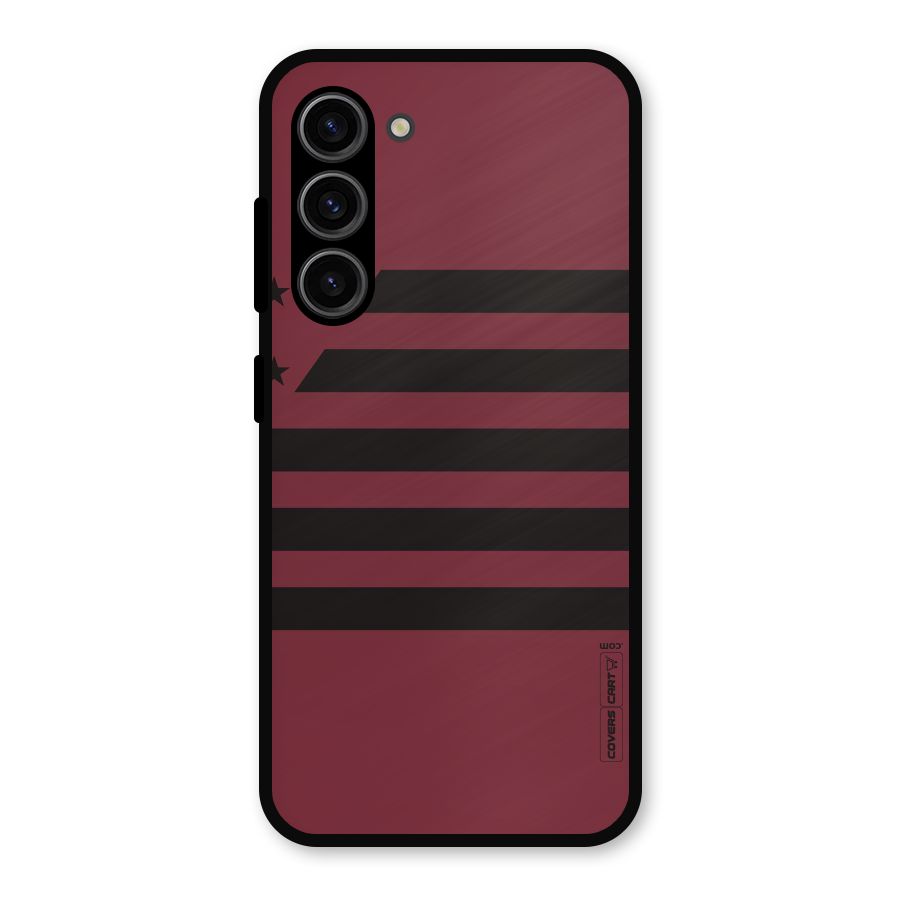 Maroon Star Striped Metal Back Case for Galaxy S23