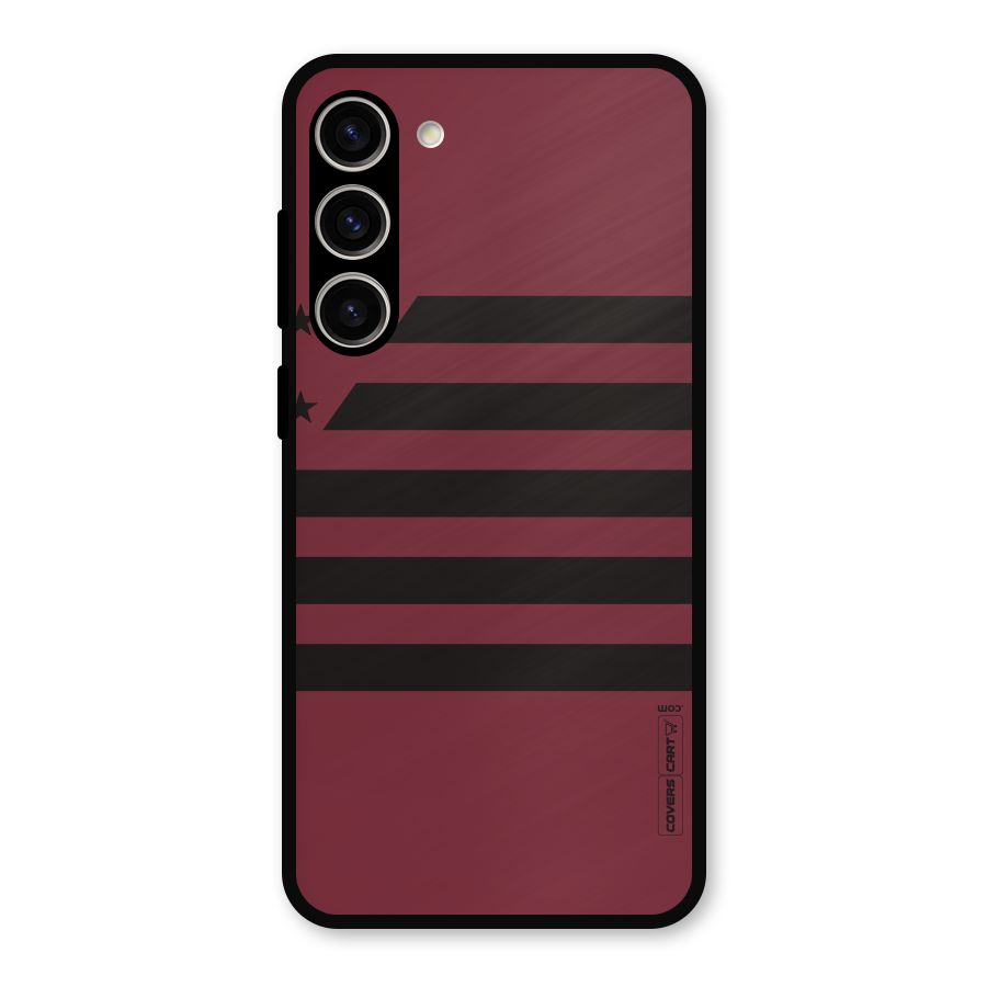 Maroon Star Striped Metal Back Case for Galaxy S23 Plus