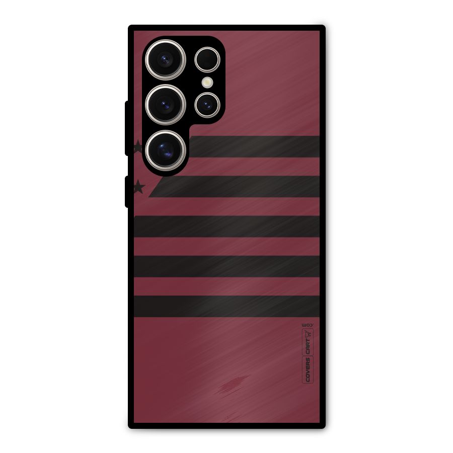 Maroon Star Striped Metal Back Case for Galaxy S24 Ultra