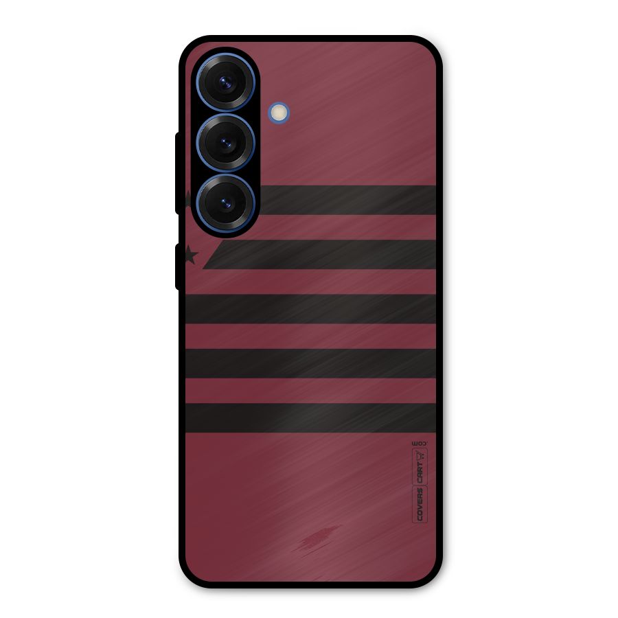 Maroon Star Striped Metal Back Case for Galaxy S25