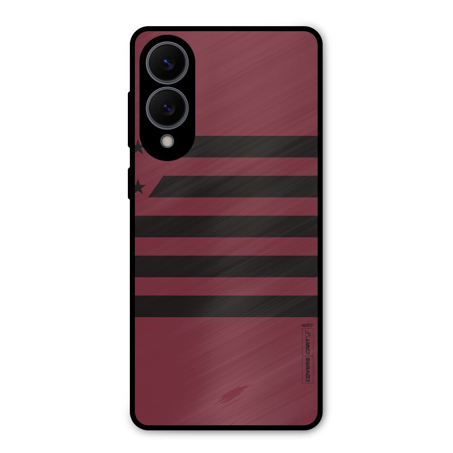 Maroon Star Striped Metal Back Case for Galaxy S25 Edge