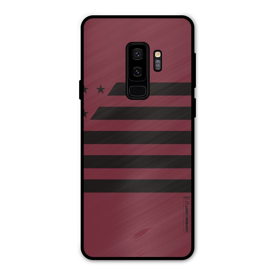 Maroon Star Striped Metal Back Case for Galaxy S9 Plus