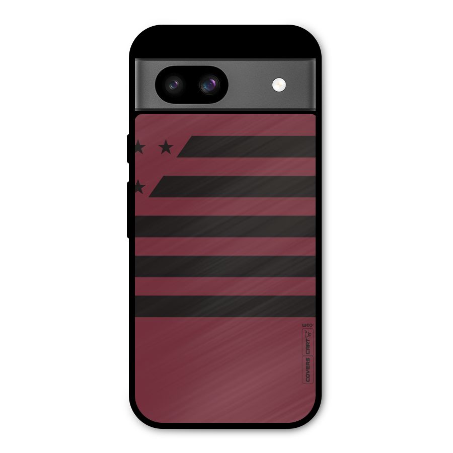 Maroon Star Striped Metal Back Case for Google Pixel 8a
