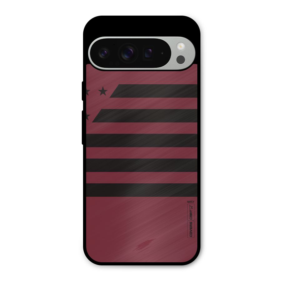 Maroon Star Striped Metal Back Case for Google Pixel 9 Pro XL