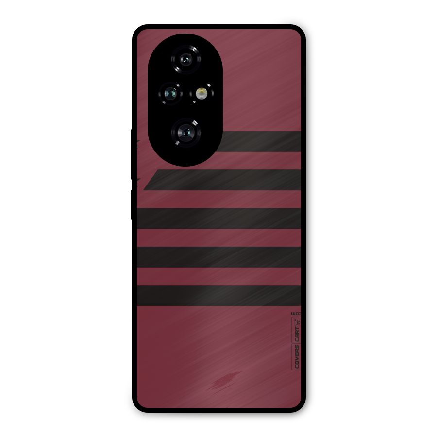 Maroon Star Striped Metal Back Case for Honor 200 Pro
