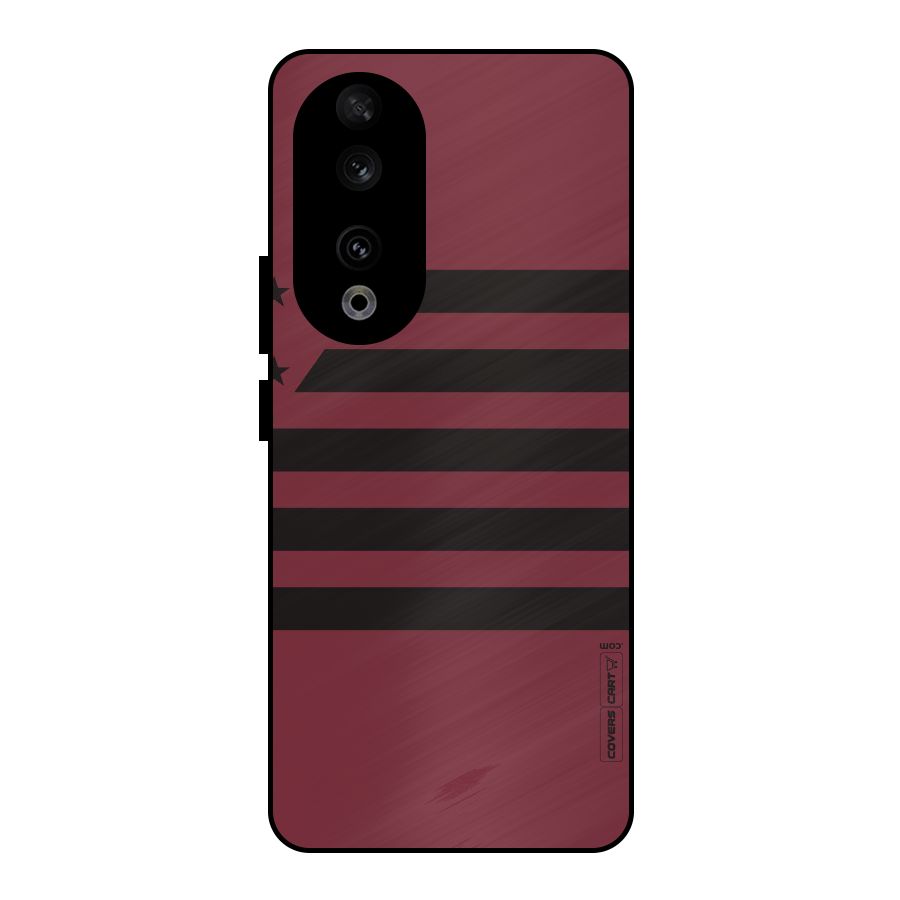 Maroon Star Striped Metal Back Case for Honor 90
