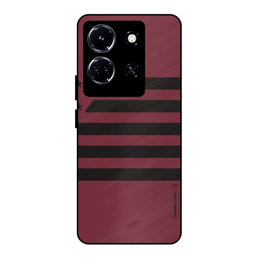 Maroon Star Striped Metal Back Case for Infinix Note 30 5G