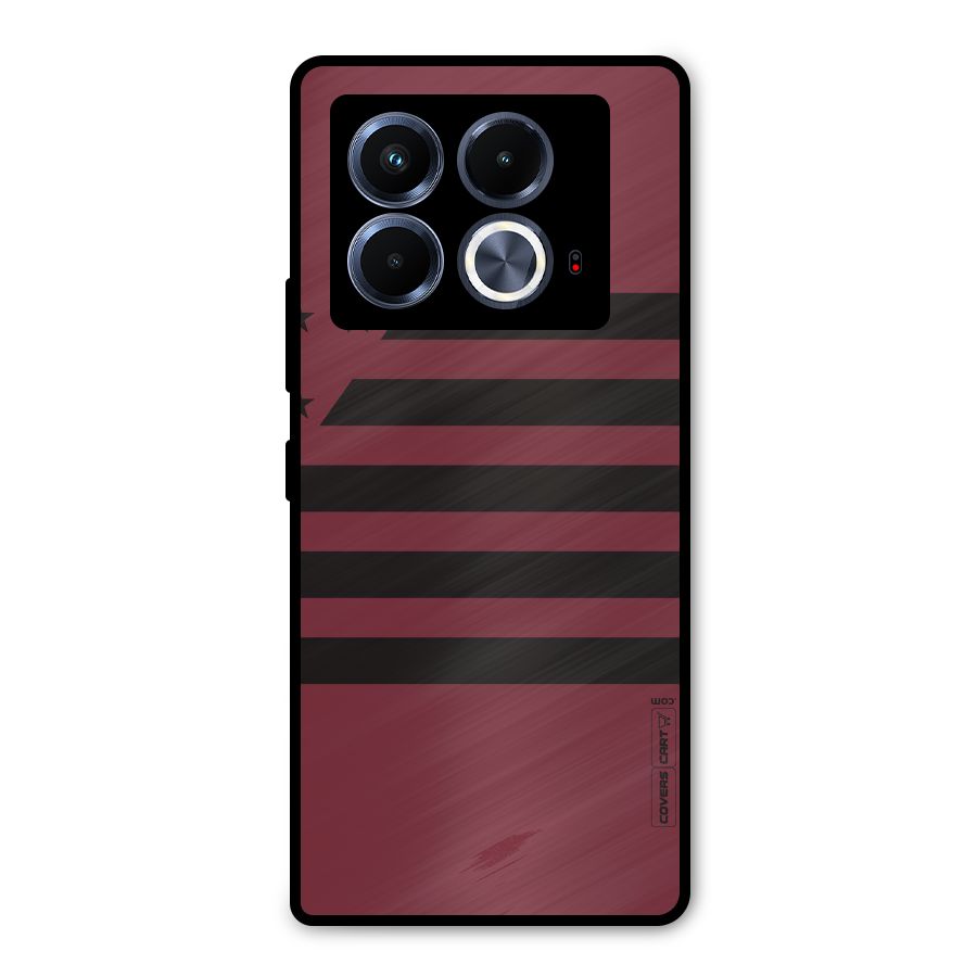 Maroon Star Striped Metal Back Case for Infinix Note 40 5G