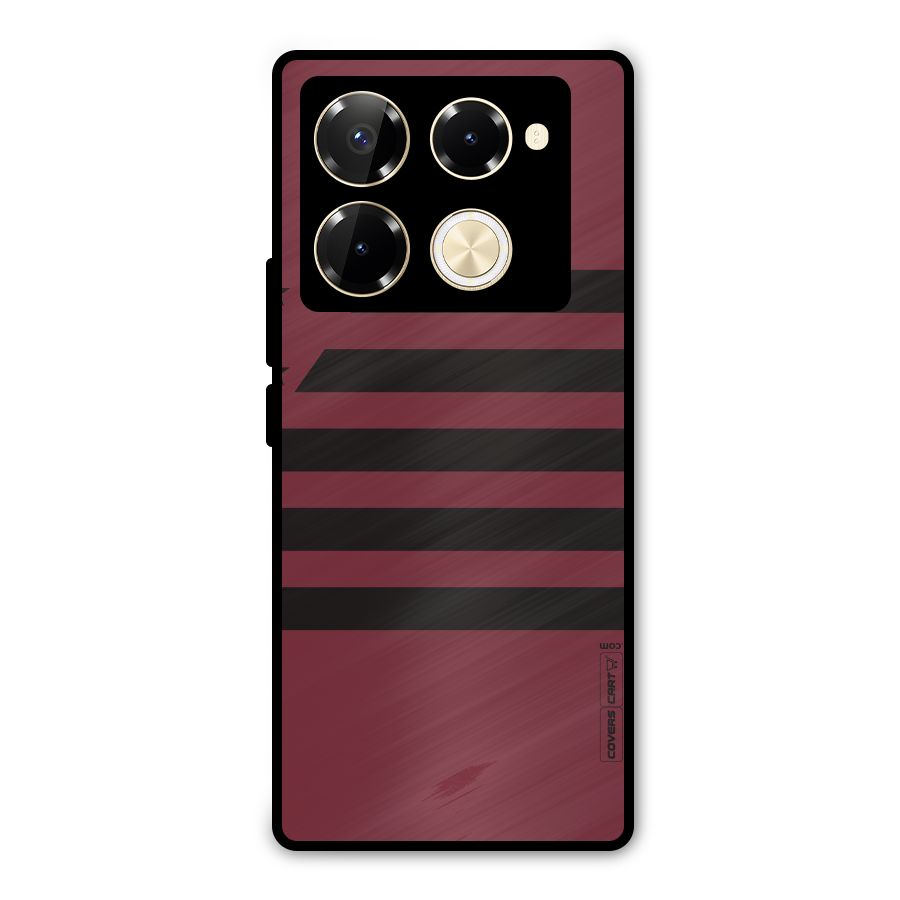 Maroon Star Striped Metal Back Case for Infinix Note 40 Pro Plus