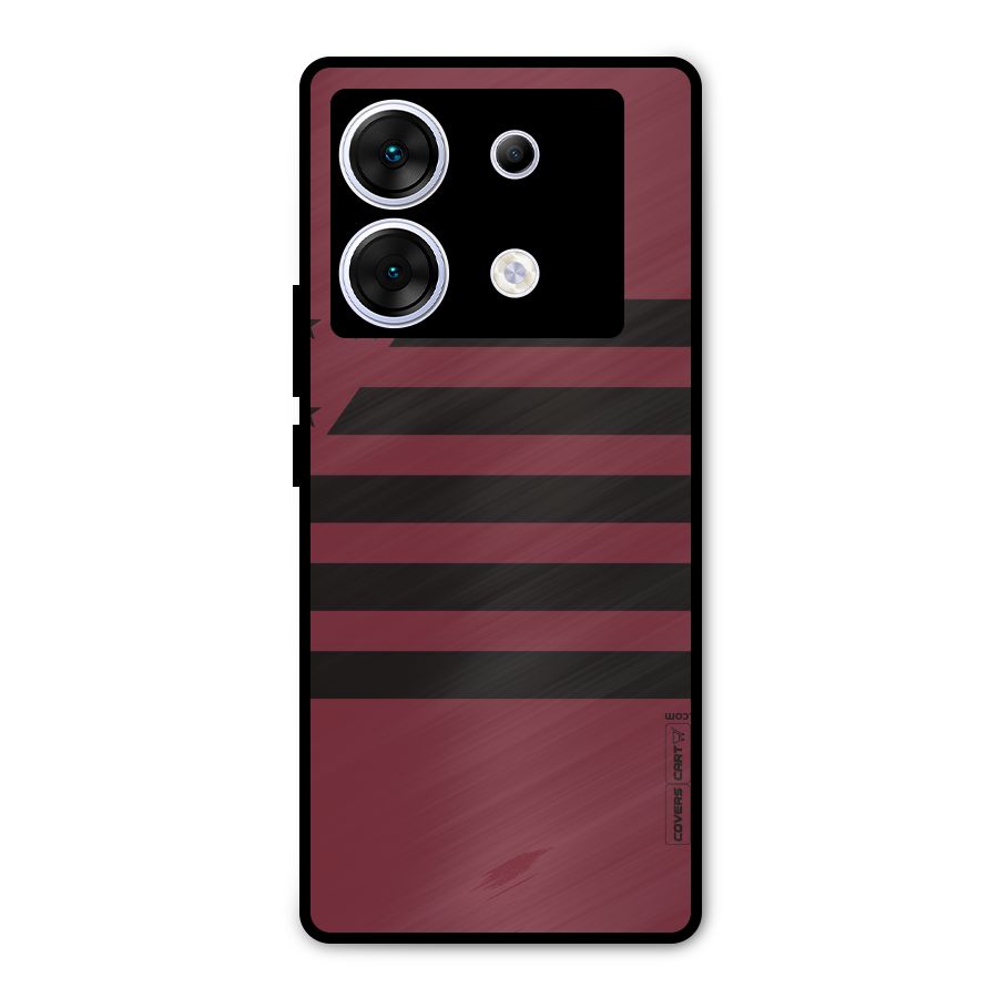 Maroon Star Striped Metal Back Case for Infinix Zero 30 5G