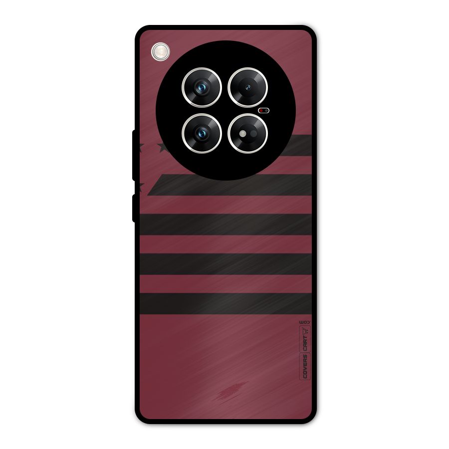 Maroon Star Striped Metal Back Case for Infinix Zero 40 5G